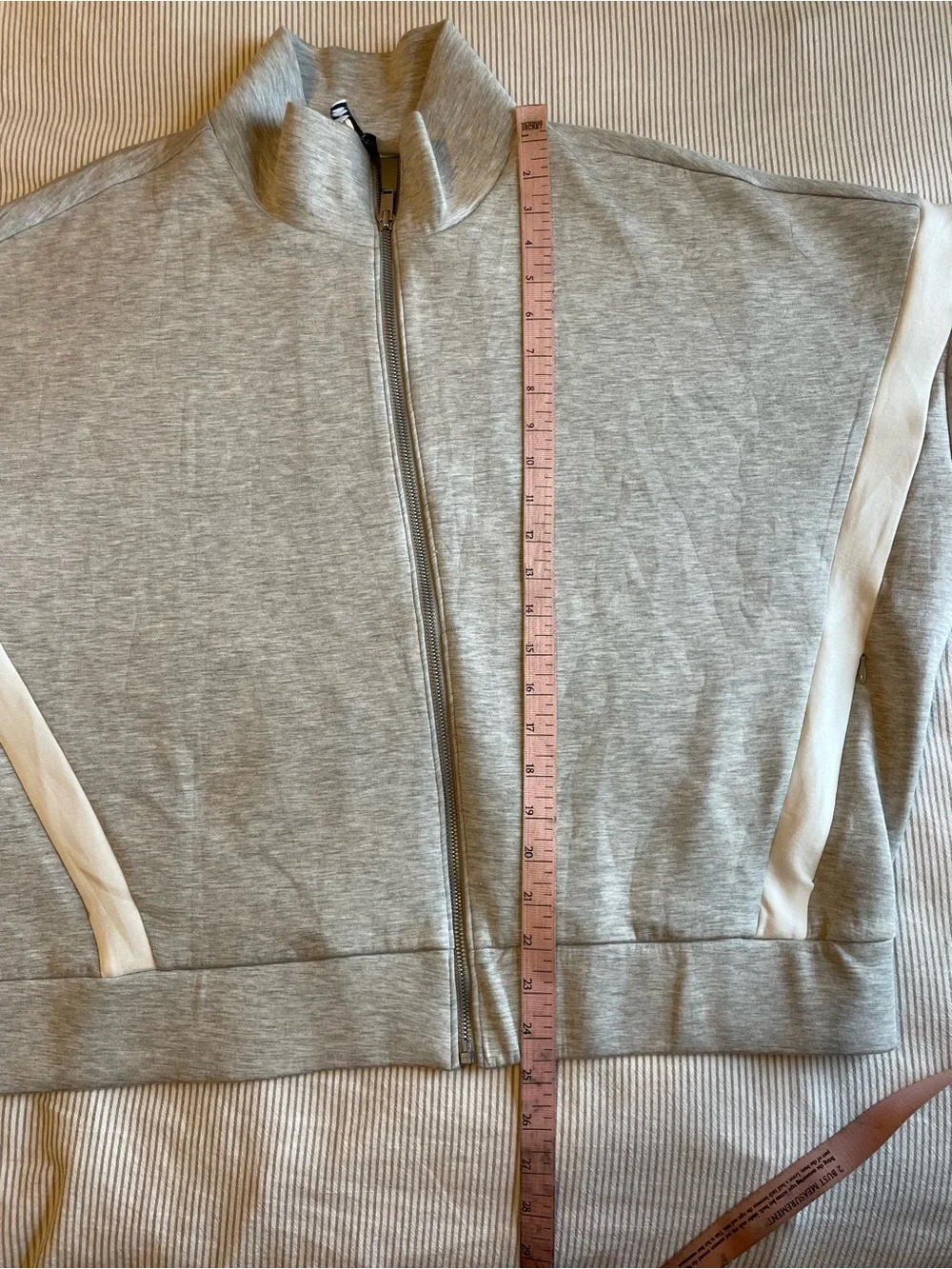 SPANX Women's AirEssentials Striped Track Jacket Light Gray 2X